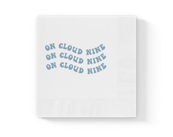 She's On Cloud Nine Paper Napkins, Cloud 9 Bachelorette Party Napkins, Cloud Nine Baby Shower Decorations, Cloud 9 Party Cocktail Napkins