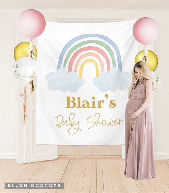 Gender Neutral Blue /& Pastel Rainbow Party Decorations Boy Pink Custom Cotton Handkerchiefs Boho Baby Shower Guest Favors Baby Girl
