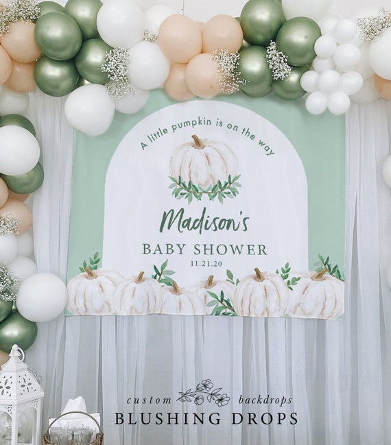 Little Pumpkin Baby Shower Decorations, Greenery Pumpkin Backdrop