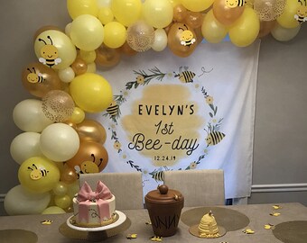 Bee Birthday Banner SWYOUN Burlap Happy Bee Day Banner - Themed ...