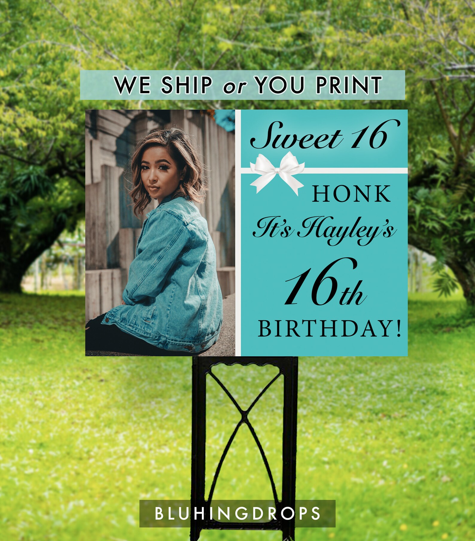 PRINTED Birthday Yard Sign for Girls Sweet 16 Sign Yard Sign Etsy