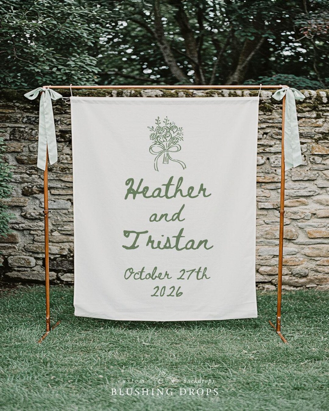 Fabric Wedding Sign, Custom Wedding Tapestry, Hand Drawn Welcome Sign ...