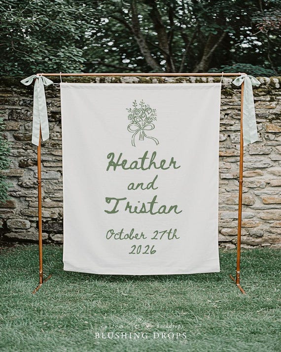 Fabric Wedding Sign, Custom Wedding Tapestry, Hand Drawn Welcome Sign, Personalized Wedding Fabric Sign, Cloth Wedding Sign, Sheet Sign