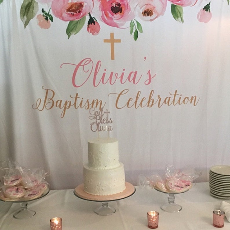 Baptism Backdrop Girl Baptism Banner Baptism Photo Booth Etsy