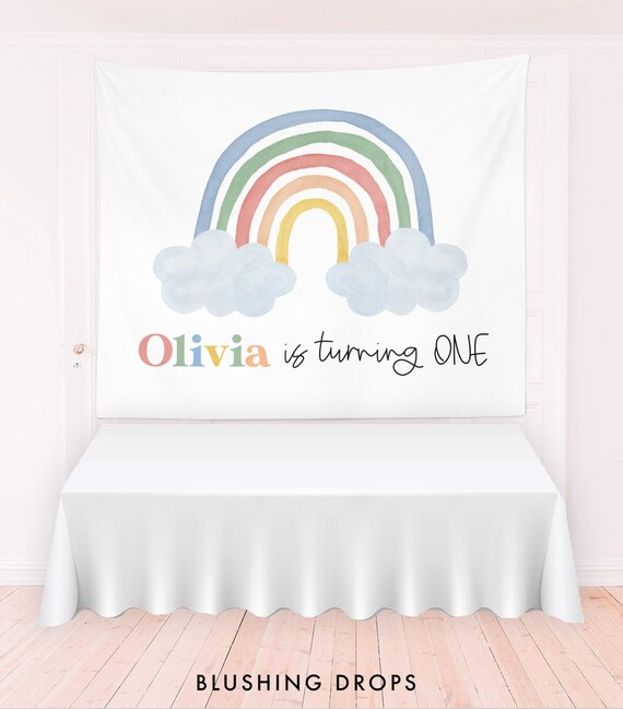 Rainbow Birthday Backdrop, Rainbow Birthday Party Banner, Rainbow 1st Birthday Banner for Photos, Rainbow Backdrop, Birthday Decorations Il_570xn