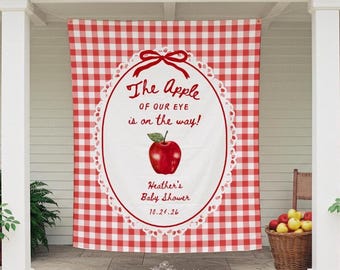 Der Apfel unseres Auges-Babyparty-Banner, Apfel-Kulisse, Herbst-Apfel-Baby-Dusche-Dekor, personalisiertes Banner, Apfelernte-Baby-Sprenkel