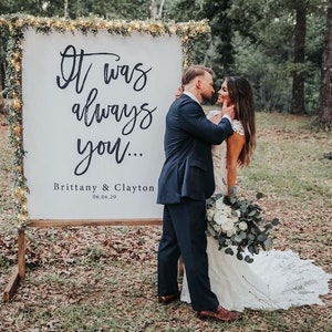 Wedding Backdrop, Wedding Decorations Rustic, Backyard Wedding, It Was Always You, Wedding Reception Decor, Wedding Tapestry, Wedding Decor image 2