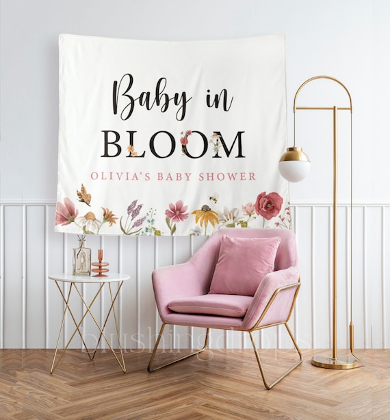 Baby In Bloom Backdrop, Wildflower Backdrop, Spring Floral, Baby in