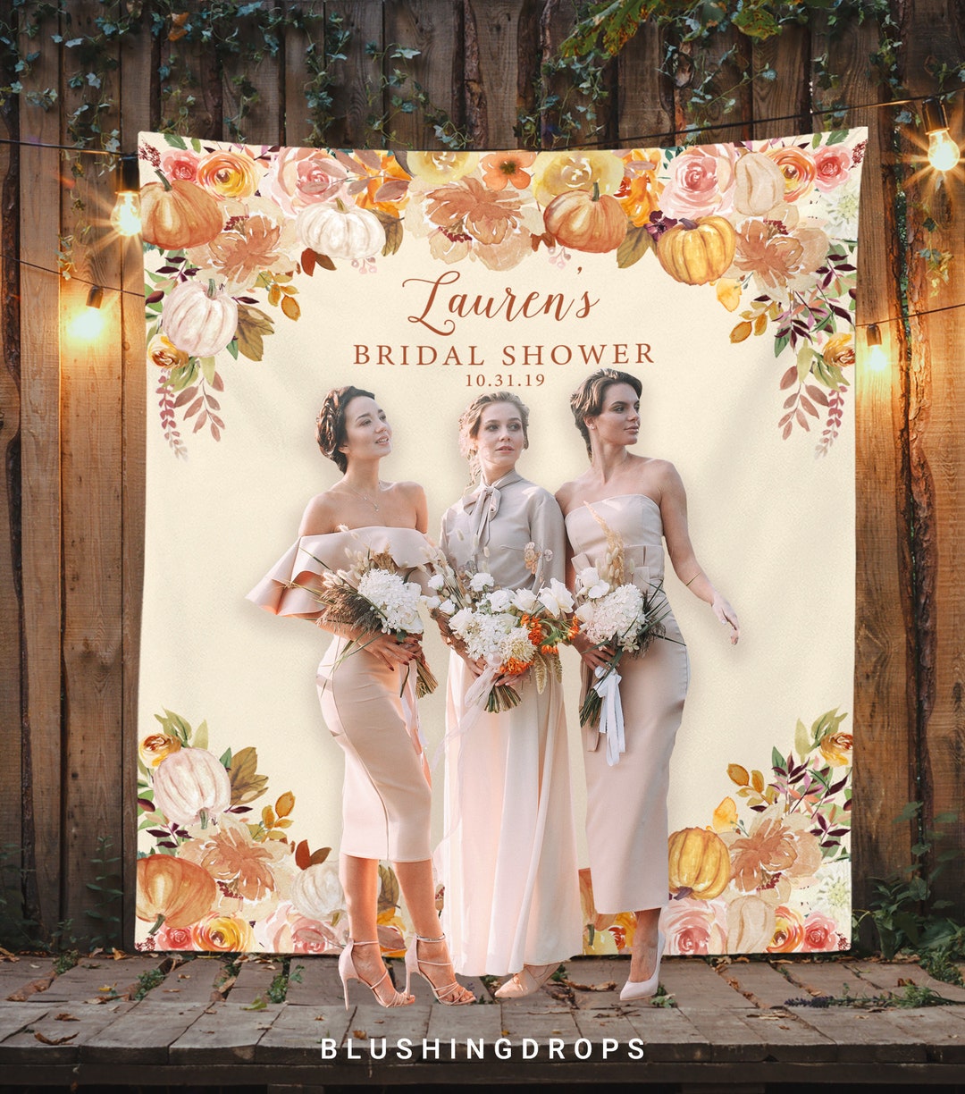 Fall Bridal Shower Backdrop, Rustic Bridal Shower Decorations