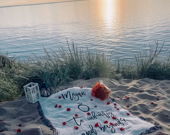 Wood Heart Wedding Proposal - Will You Marry Me Sherpa Blanket