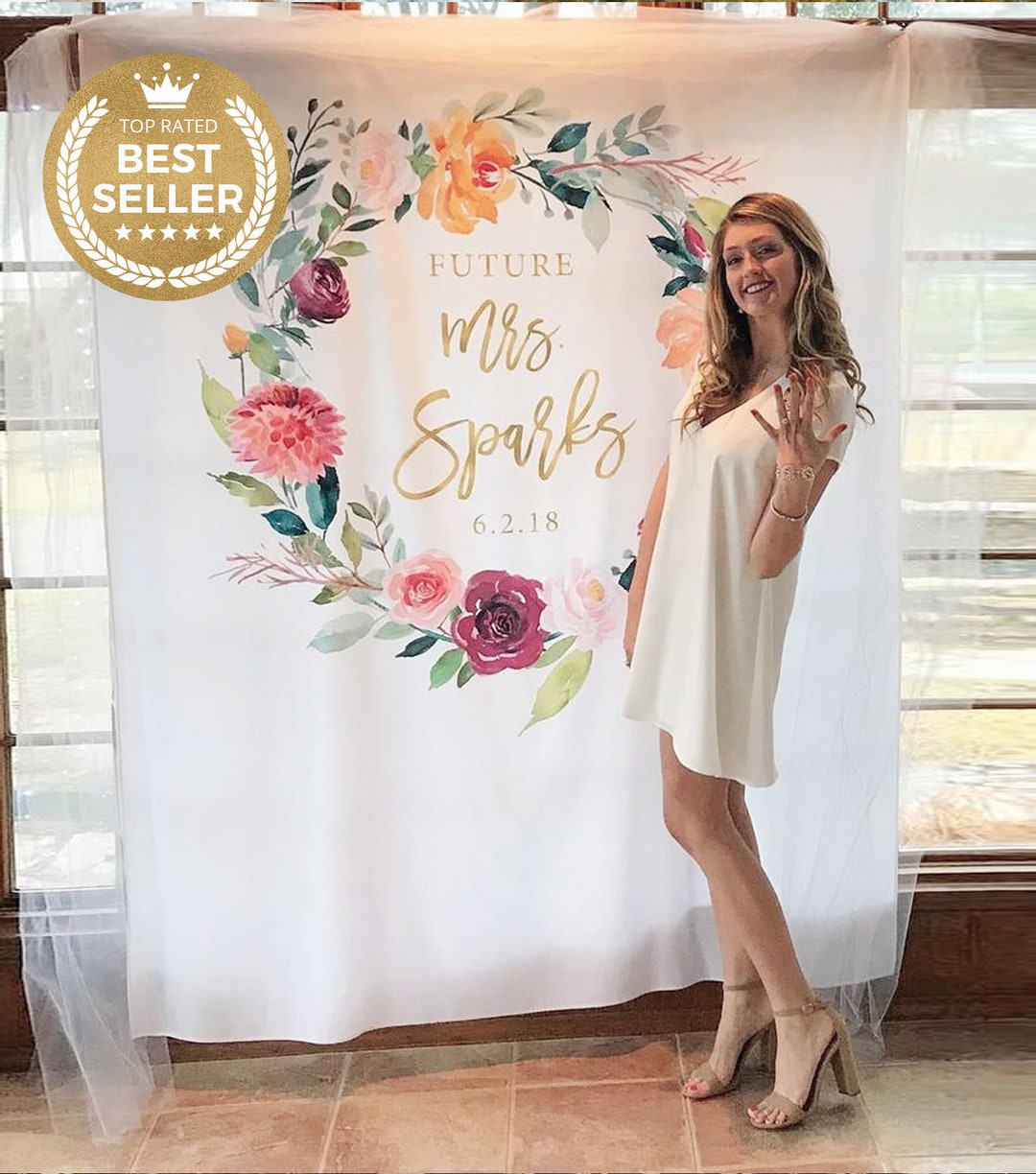 Floral Bridal Shower Photo Backdrop Boho Bridal Shower Etsy