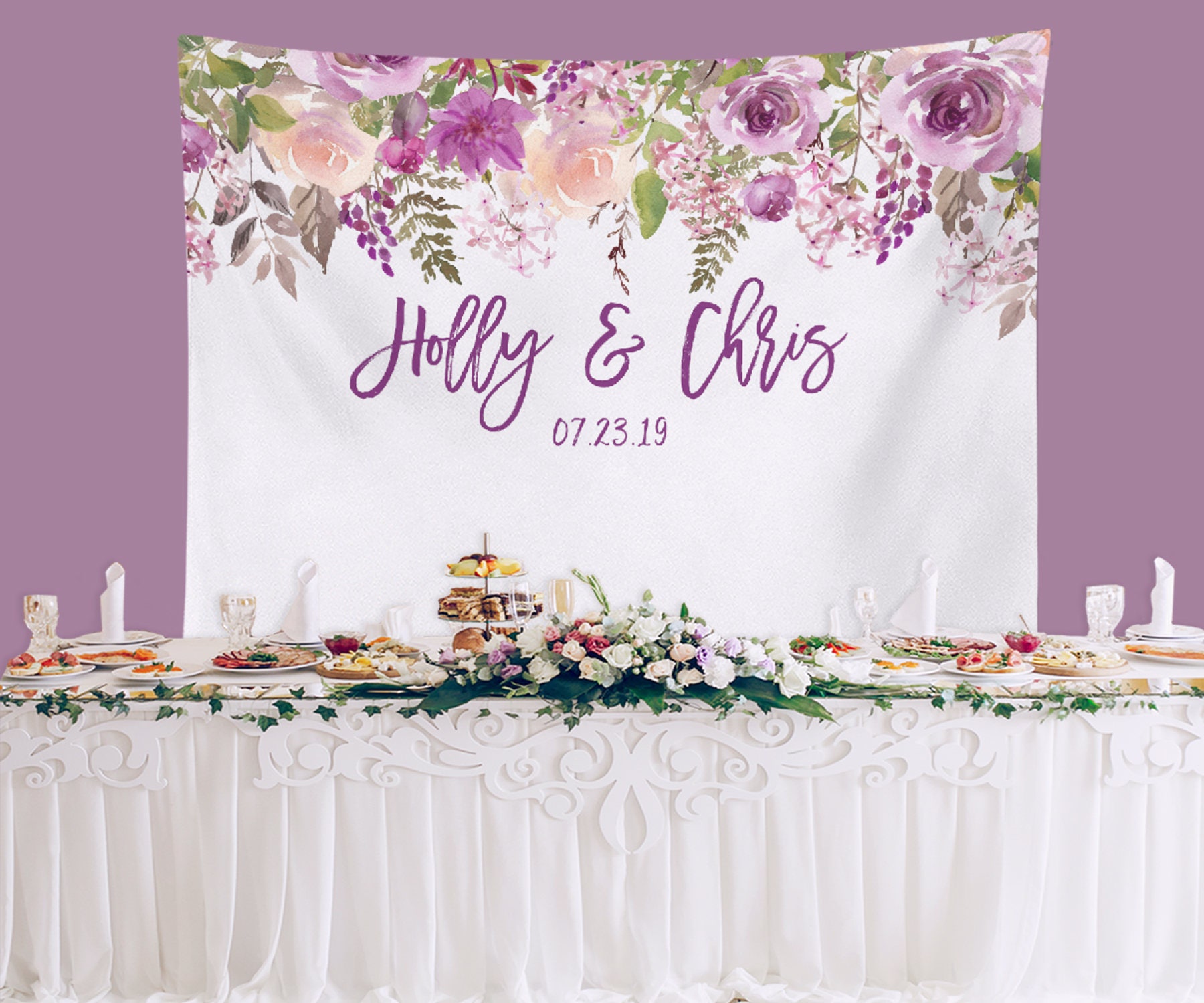 Purple Wedding Backdrop Lavender Wedding Table Decor Etsy