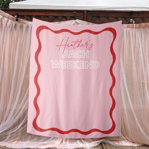 Pink Retro Bachelorette Weekend Backdrop, Wave Bachelorette Party ...