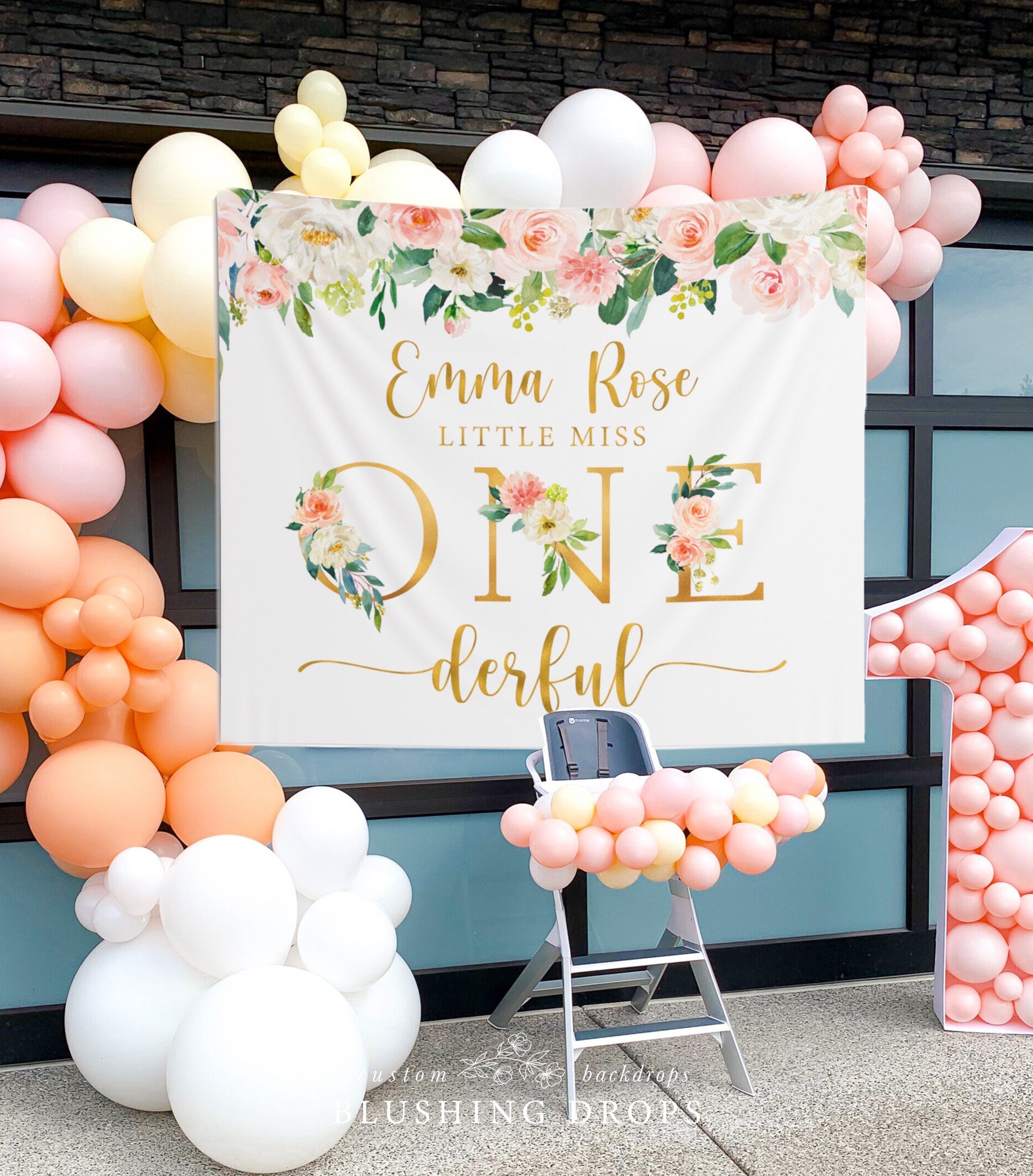 1st Birthday Little Miss Onederful Banner - Happy First Birthday Girl Party Decorations