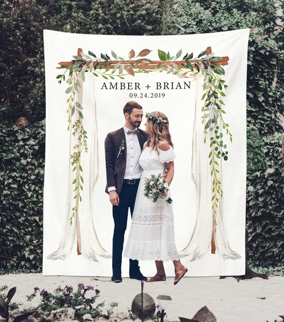 Greenery Wedding Backdrop for Reception Wedding Photo Booth Backdrop by BlushingDrops Catch
