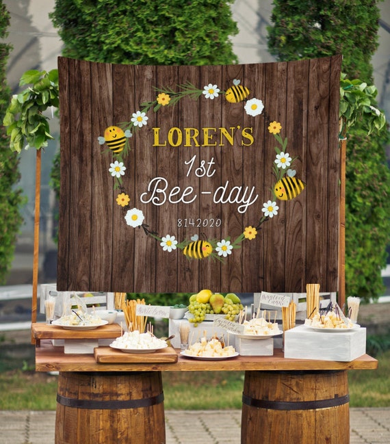 Bee Day Backdrop Bee Birthday Decorations Bee Day Party Etsy