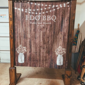 Engagement Backdrop, I Do BBQ Sign, I Do BBQ Decorations, Couples Shower Banners, BBQ Rehearsal, Backyard Engagement Party Decorations image 3