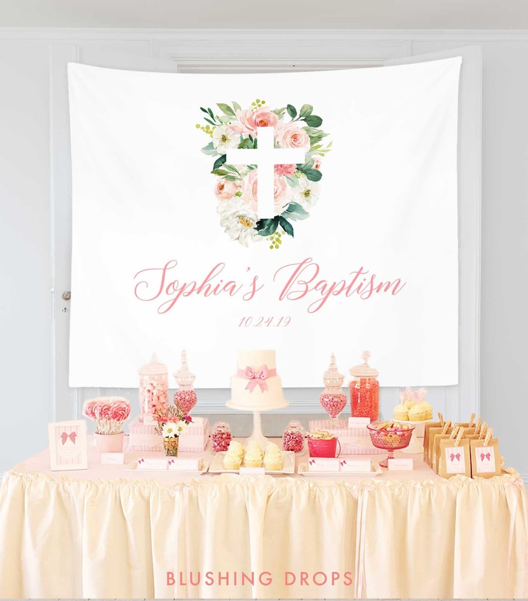 Baptism Decorations for Table, Baptism Banner, Baptism Celebration