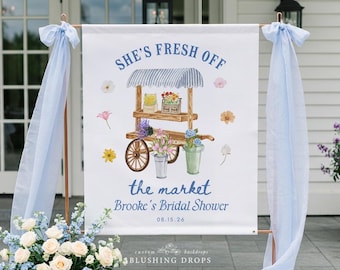 Fresh Off The Market Sign, Farmer's Market Bridal Shower Backdrop, Flower Bridal Brunch Decorations, She's Off Market Banner, Tapestry