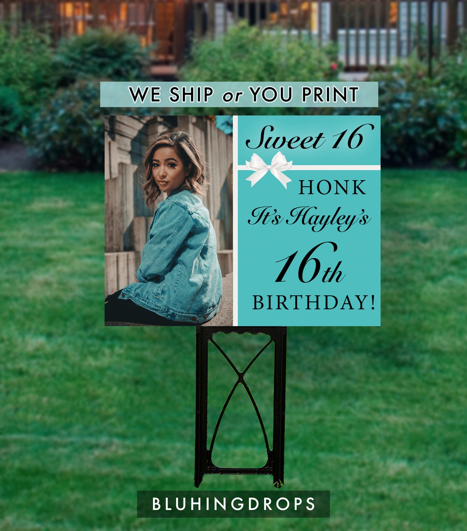 PRINTED Birthday Yard Sign for Girls Sweet 16 Sign Yard Sign Etsy