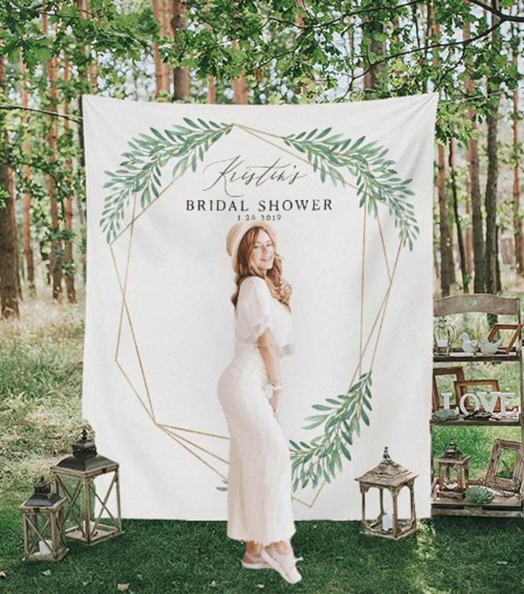Bridal Shower Photo Backdrop Greenery Bridal Shower Etsy