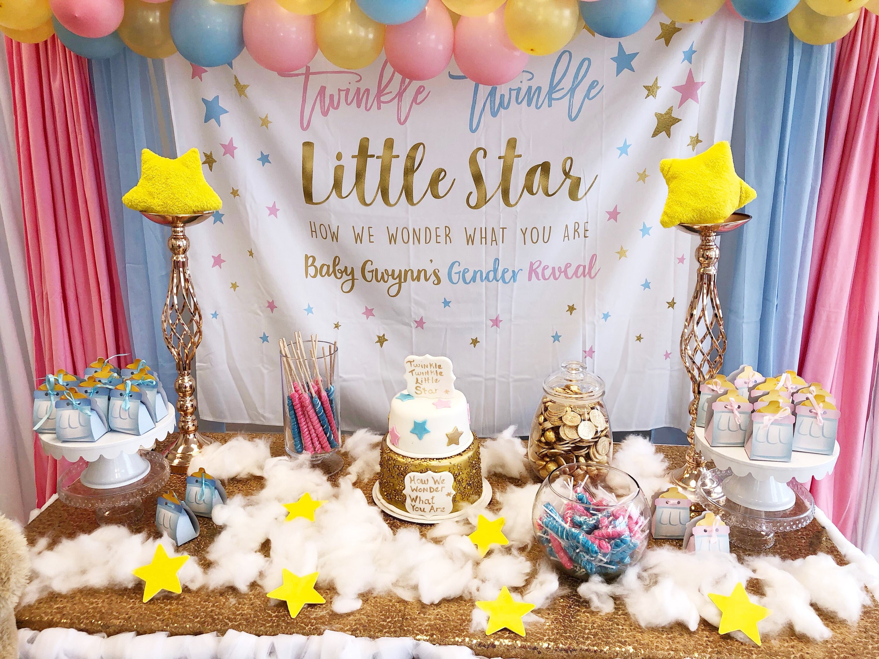 Twinkle Twinkle Little Star telón de fondo de género revelan Baby Shower Fiesta De Fondo 