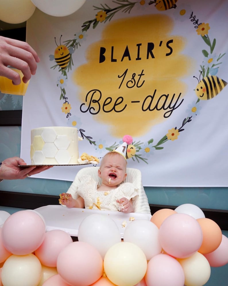 Bee Day Backdrop 1st Birthday Party Banner Bee Birthday - Etsy