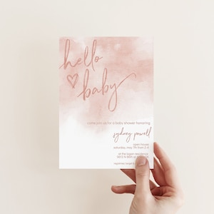 Baby Girl Shower Invitation Girl | Baby girl shower Invitation Template | Digital Download Invite | Digital Hello Baby Shower Invitation