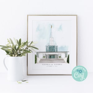Atlanta GA Temple Watercolor Painting | Temple and Priesthood Preview gift | LDS Wedding Gift | Customizable Temple Painting | Personalize