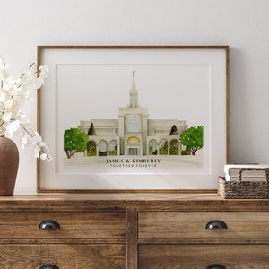 Bountiful, Utah LDS Temple Watercolor Painting | Digital Print | LDS Wedding Gift | LDS Baptism Gift | Customizable Temple Painting