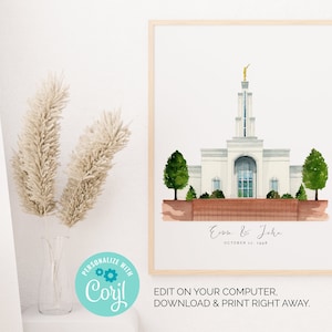 San Antonio, Texas LDS Temple Watercolor Painting | Personalized LDS Wedding Gift | LDS Baptism Gift | Customized Temple Painting