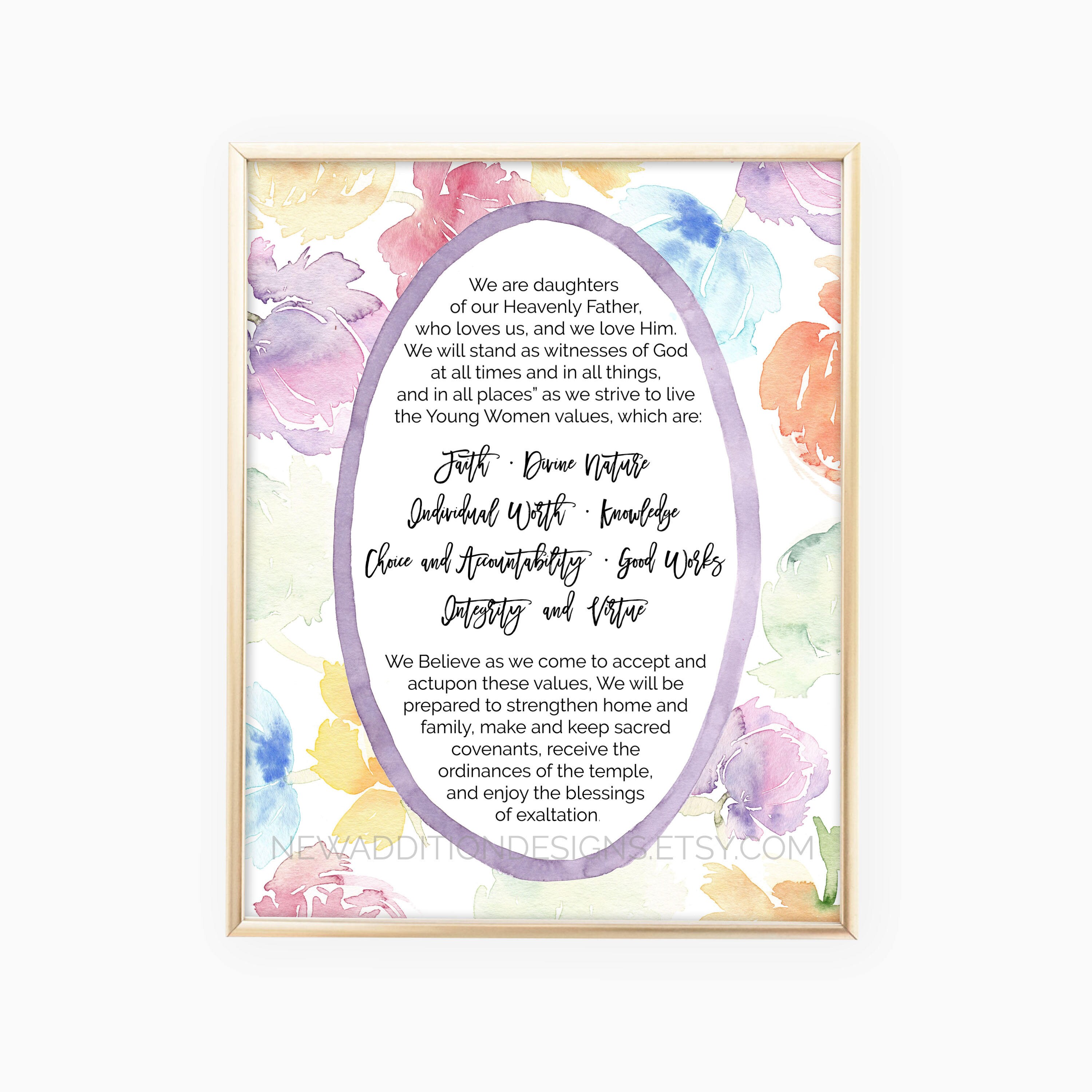 Printable LDS Young Women Theme Poster Digital Young Women Etsy