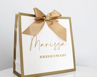 Personalised Bridesmaid Proposal Gift Bag - Luxury Gold Wedding Party Paper Bag