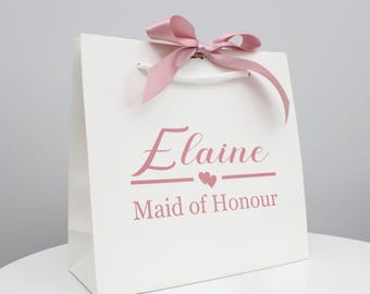 Personalised Bridesmaid Gift Bag – Wedding Party Favor with Ribbon
