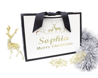 Bolsas de regalo de Navidad - Bolsa de regalo personalizada - Ideas de regalos de Navidad -Bolsa de regalo de lujo con cinta