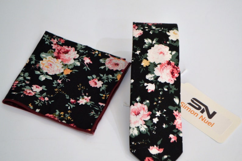 Floral Ties Black Floral Ties Men Groomsmen Wedding Etsy