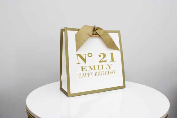 Personalised Birthday Gift Bag : Luxury Paper Bag with Ribbon,