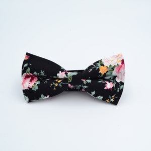 Black Floral Bow Tie Black Floral Pre-tied Bow Tie Groomsmen - Etsy