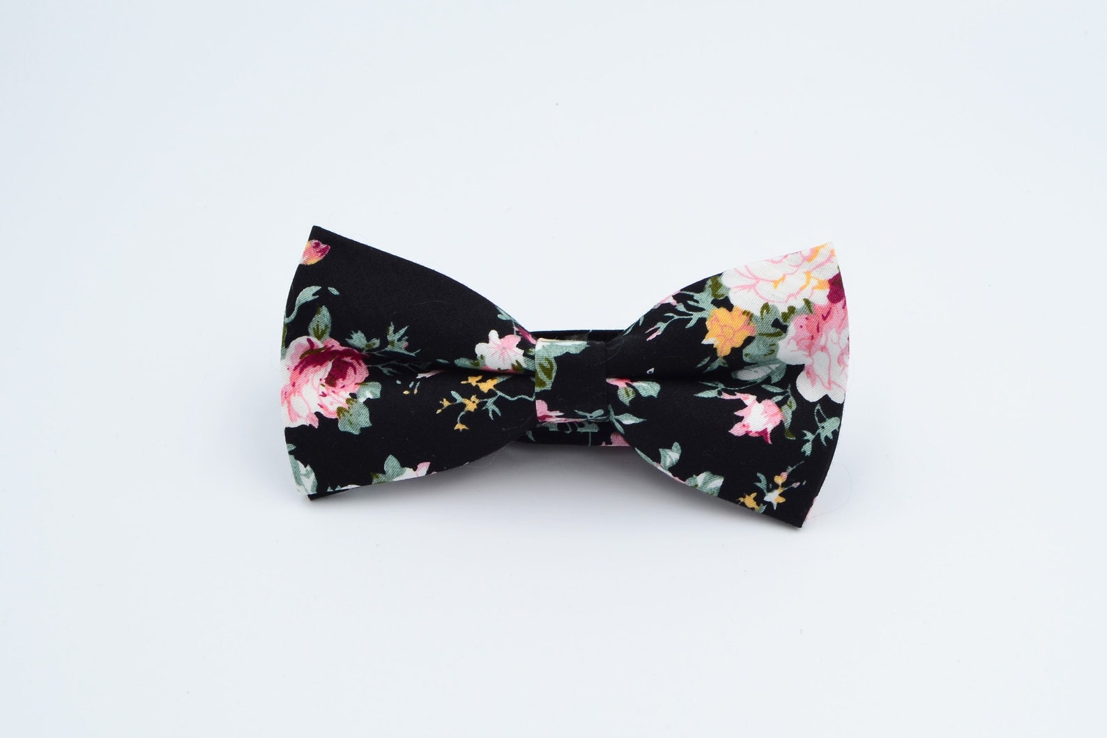 Black Floral Bow Tie Black Floral Pre-tied Bow Tie Groomsmen - Etsy