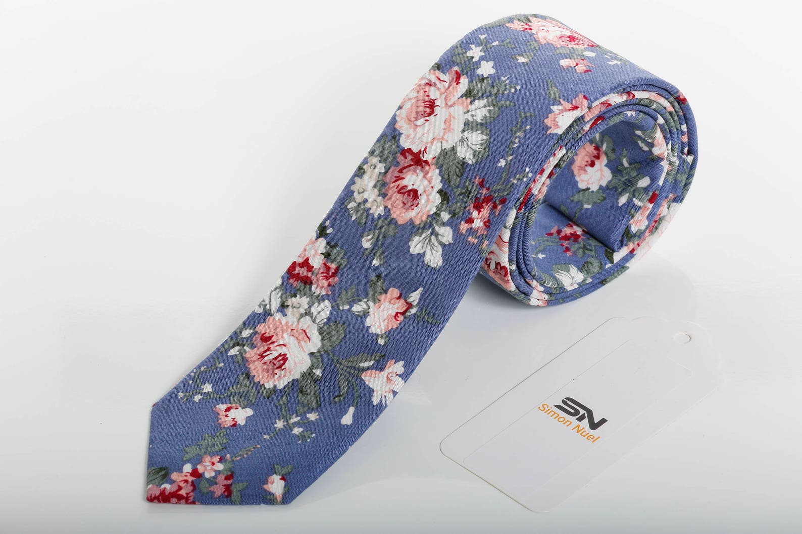 Blue Floral Ties Men Slim Floral Tie and Pocket Square Etsy