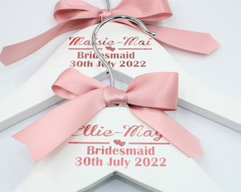 Personalised Wedding Hanger – Bridal Party Keepsake with Satin Bow