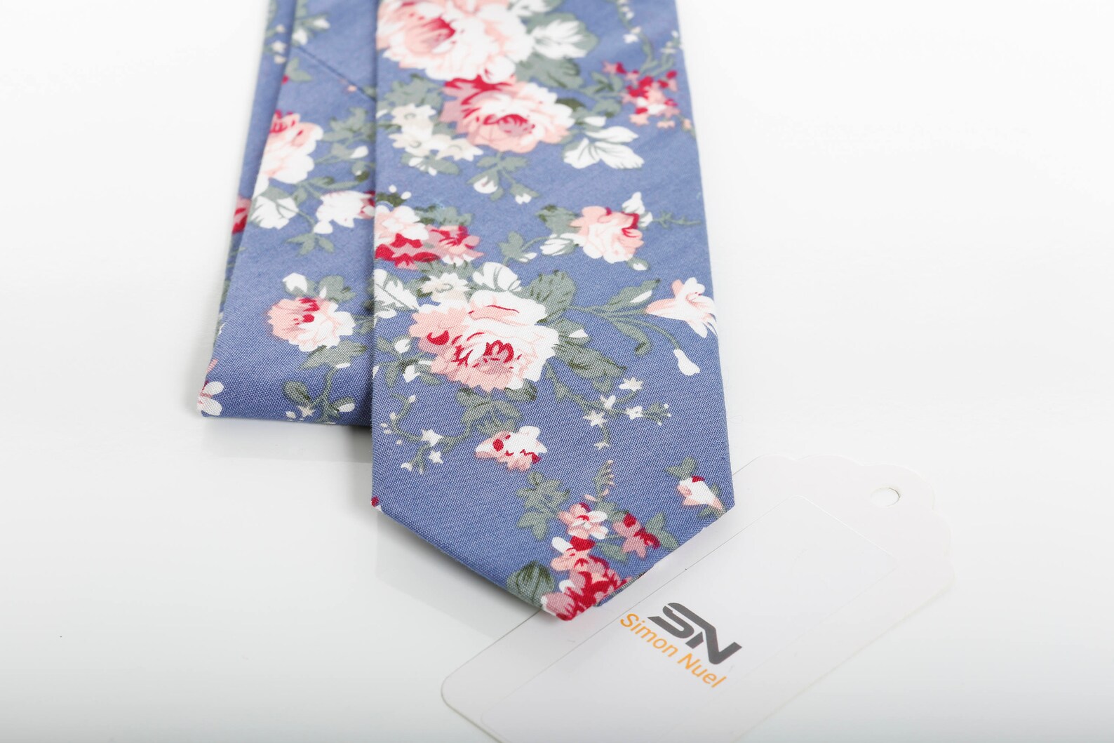 Blue Floral Ties Men Slim Floral Tie and Pocket Square Etsy UK