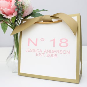 Bolsa de regalo personalizada para el 50 cumpleaños - Bolsa de papel dorada, asa de cuerda de lujo imagen 4