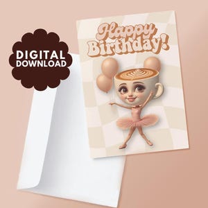 Tarjeta de cumpleaños con pudrición cerebral italiana / Tarjeta meme de IA con capuchina de bailarina / Descarga digital imprimible / Tarjeta divertida de TikTok / 5x7
