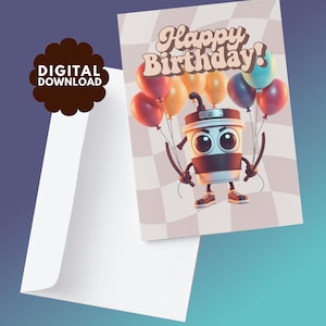 Tarjeta de cumpleaños con pudrición cerebral italiana / Tarjeta meme de IA de Assassino Cappuccino / Descarga digital imprimible / Tarjeta divertida de TikTok / 5x7