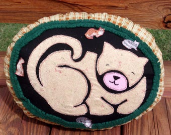 Handmade Curl Up Kitty Pillow