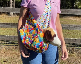Dog sling for small dogs, Pet sling carrier, pet sling, pet sling bag, adjustable across the body hands free pet sling, bag for small dog