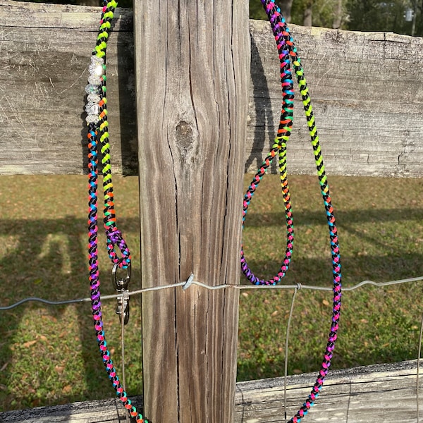 Satin braided dog lead, dog show leads, nylon braided beaded leash, wire rope, dog lead, dog leash, satin beaded dog leash,