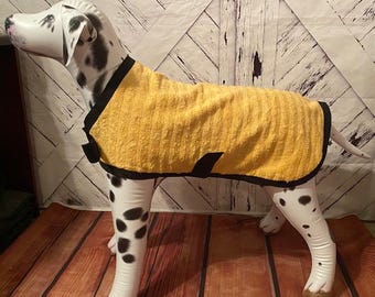 Dog drying coat, pet bathrobe, dog robe, robe towel for dogs, dog gift, dog bathrobe, dog towel, dog bath supplies--Mustard