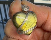 Labradorite Heart Pendant, Sterling Silver